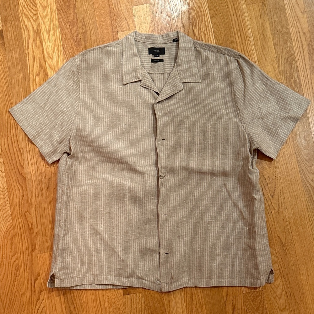 Vince Men's Light Brown Short Sleeve Shirt